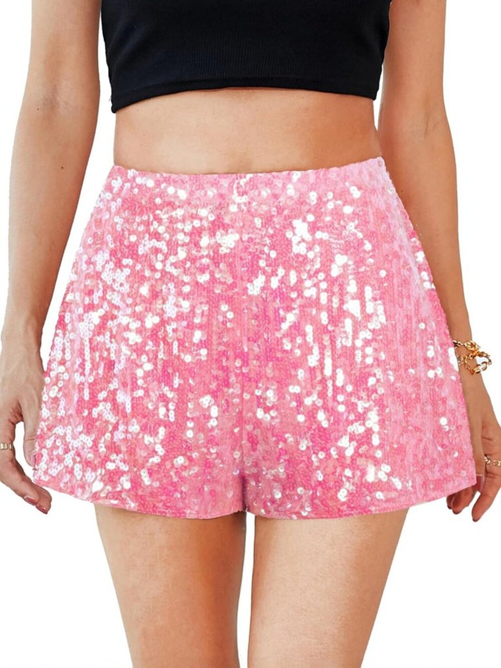 Sparkly High Waisted Sequin Shorts for Night Out, Party, and Events - Stretchy